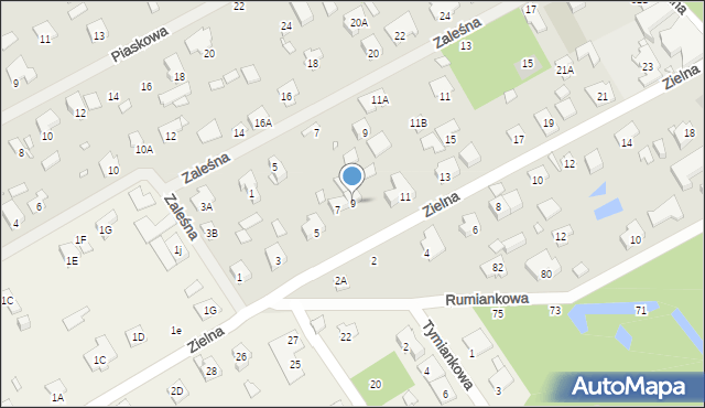 Piaseczno, Zielna, 9, mapa Piaseczno
