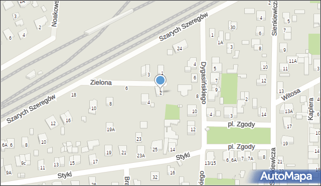 Piastów, Zielona, 2, mapa Piastów