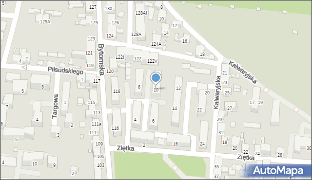 Piekary Śląskie, Ziętka Jerzego, gen., 10, mapa Piekary Śląskie