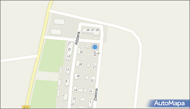 Pilszcz, Zielona, 21, mapa Pilszcz