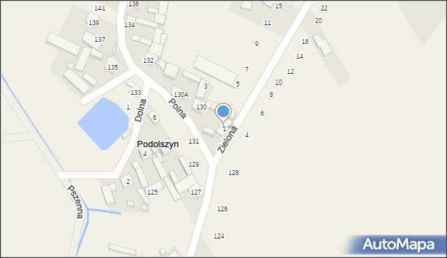 Podolszyn, Zielona, 1, mapa Podolszyn