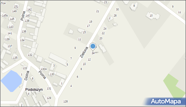 Podolszyn, Zielona, 14, mapa Podolszyn