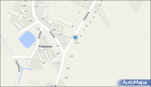 Podolszyn, Zielona, 4, mapa Podolszyn