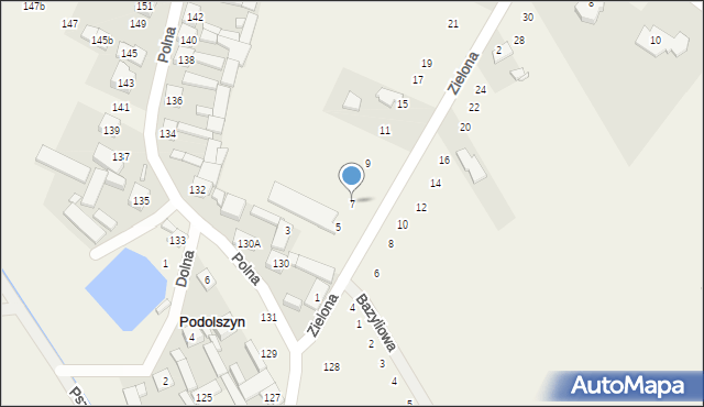 Podolszyn, Zielona, 7, mapa Podolszyn