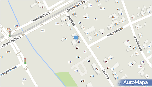 Poznań, Ziębicka, 10a, mapa Poznania