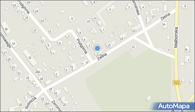 Prabuty, Zielna, 11, mapa Prabuty