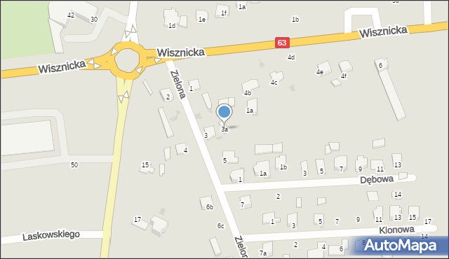 Radzyń Podlaski, Zielona, 3a, mapa Radzyń Podlaski