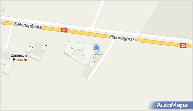 Rakoniewice Wieś, Zielonogórska, 21, mapa Rakoniewice Wieś