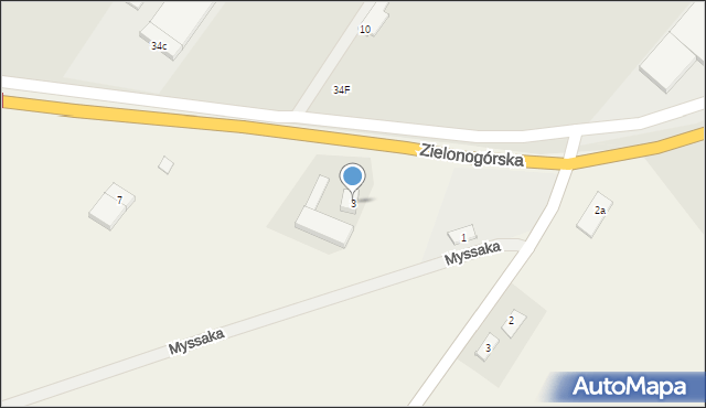 Rakoniewice Wieś, Zielonogórska, 3, mapa Rakoniewice Wieś