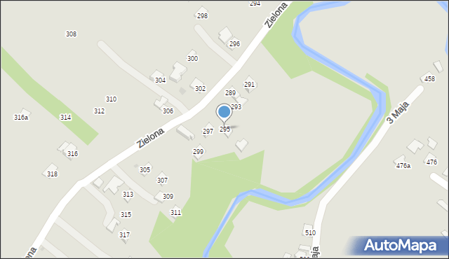 Ropczyce, Zielona, 295, mapa Ropczyce