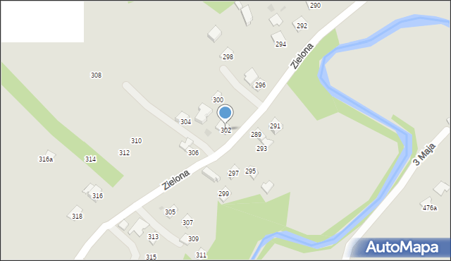 Ropczyce, Zielona, 302, mapa Ropczyce