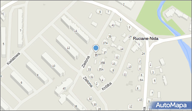 Ruciane-Nida, Zielona, 35, mapa Ruciane-Nida