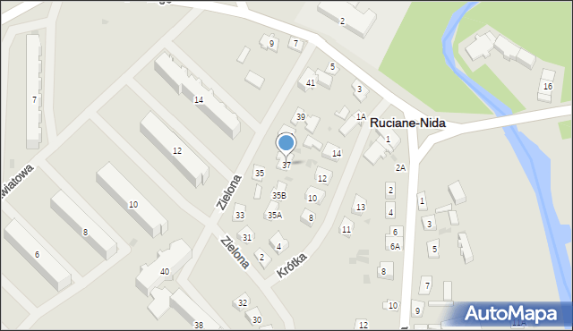 Ruciane-Nida, Zielona, 37, mapa Ruciane-Nida