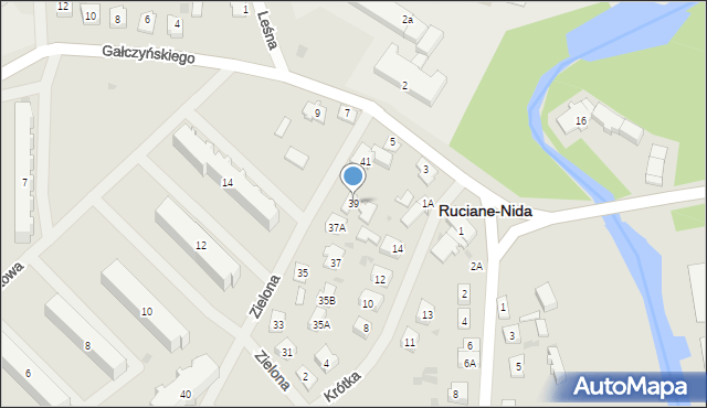 Ruciane-Nida, Zielona, 39, mapa Ruciane-Nida