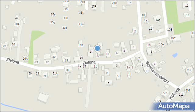 Ruda Śląska, Zielona, 12, mapa Rudy Śląskiej