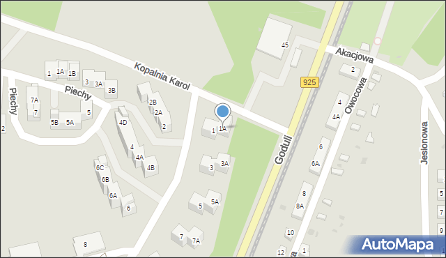 Ruda Śląska, Zielińskiego Antoniego, 1A, mapa Rudy Śląskiej