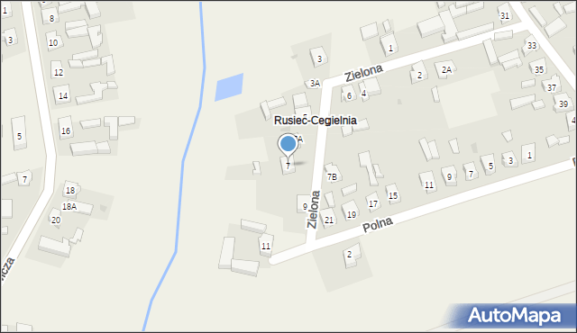 Rusiec, Zielona, 7, mapa Rusiec