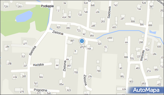 Rybarzowice, Zielona, 671, mapa Rybarzowice