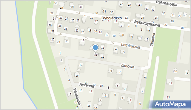 Rybojedzko, Zimowa, 14, mapa Rybojedzko