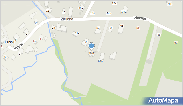 Rymanów, Zielona, 67a, mapa Rymanów