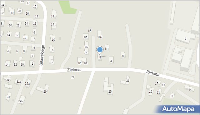 Rymanów, Zielona, 8, mapa Rymanów