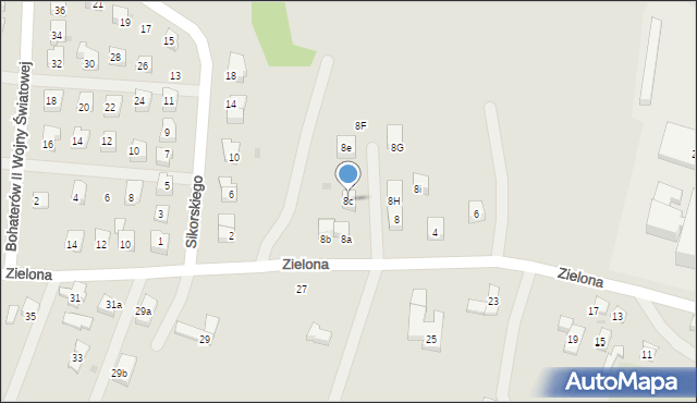 Rymanów, Zielona, 8c, mapa Rymanów