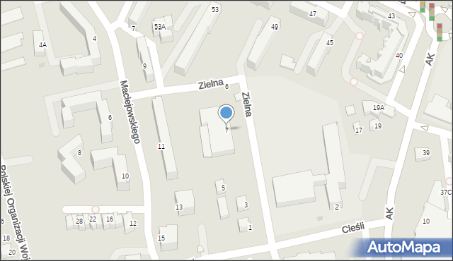 Sandomierz, Zielna, 7, mapa Sandomierza