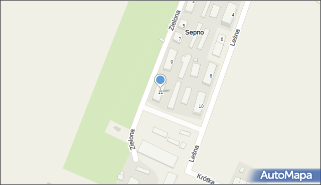 Sepno, Zielona, 11, mapa Sepno