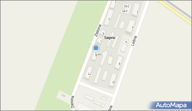 Sepno, Zielona, 9, mapa Sepno