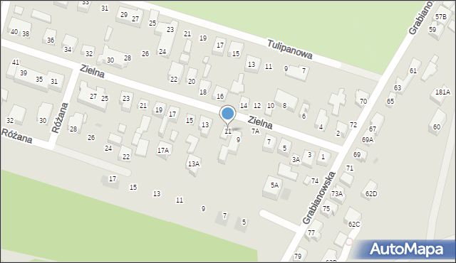 Siedlce, Zielna, 11, mapa Siedlce