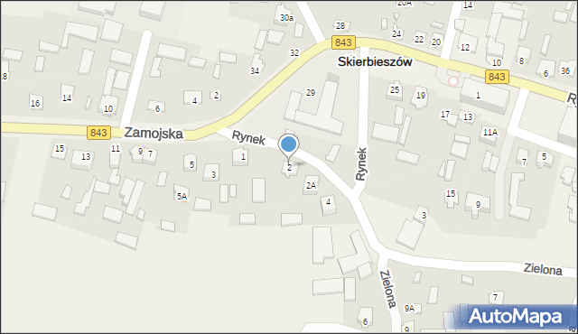 Skierbieszów, Zielona, 2, mapa Skierbieszów