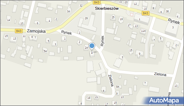 Skierbieszów, Zielona, 4, mapa Skierbieszów