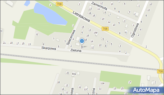 Smolice, Zielona, 20, mapa Smolice