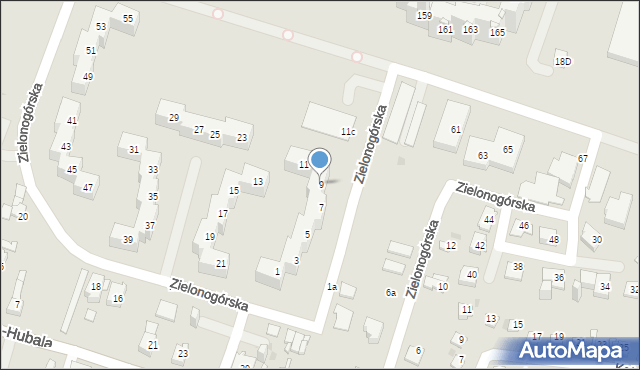 Sosnowiec, Zielonogórska, 9, mapa Sosnowca