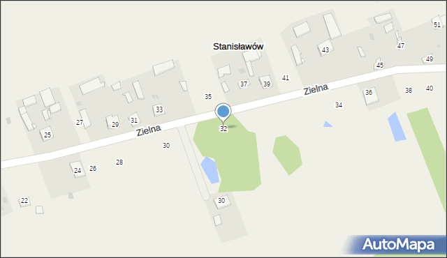 Stanisławów, Zielna, 32, mapa Stanisławów