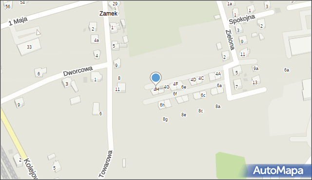 Strumień, Zielona, 4H, mapa Strumień