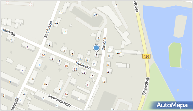 Strzelce Opolskie, Zielona, 3, mapa Strzelce Opolskie