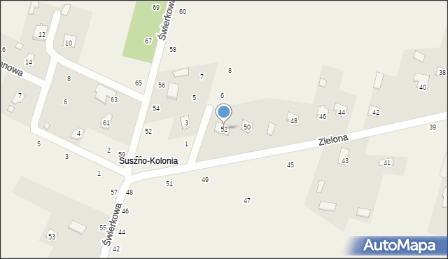 Suszno, Zielona, 52, mapa Suszno