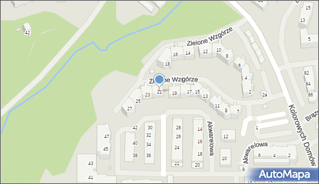 Szczecin, Zielone Wzgórze, 21, mapa Szczecina
