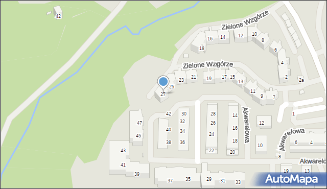 Szczecin, Zielone Wzgórze, 27, mapa Szczecina