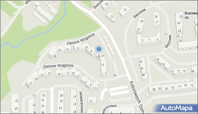 Szczecin, Zielone Wzgórze, 6, mapa Szczecina