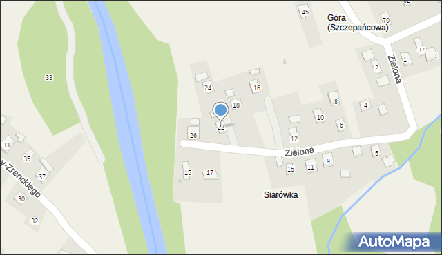 Szczepańcowa, Zielona, 22, mapa Szczepańcowa