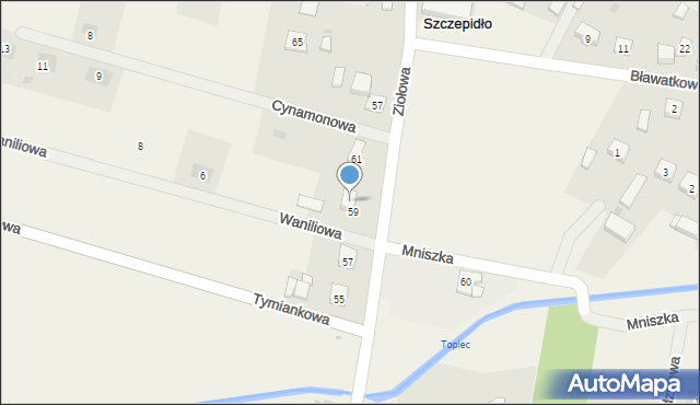 Szczepidło, Ziołowa, 59a, mapa Szczepidło