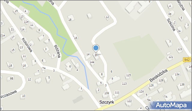 Szczyrk, Zielona, 10, mapa Szczyrk