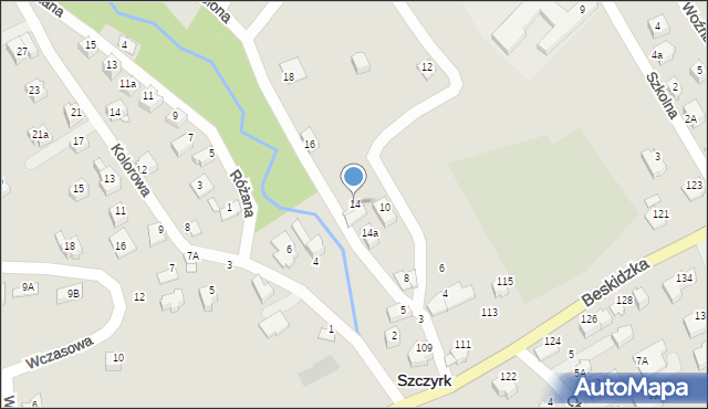 Szczyrk, Zielona, 14, mapa Szczyrk