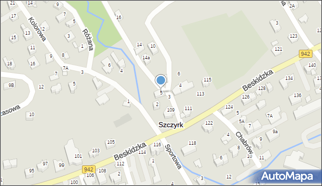 Szczyrk, Zielona, 5, mapa Szczyrk