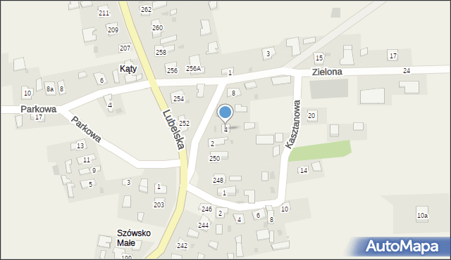 Szówsko, Zielona, 4, mapa Szówsko