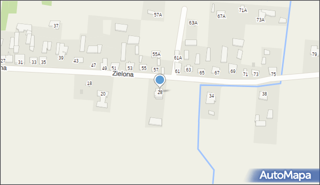 Szymanów, Zielona, 28, mapa Szymanów