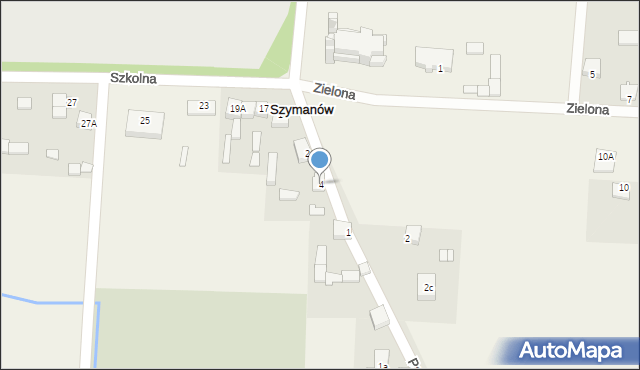 Szymanów, Zielona, 4, mapa Szymanów