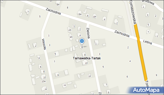 Tarnawatka-Tartak, Zielona, 6, mapa Tarnawatka-Tartak